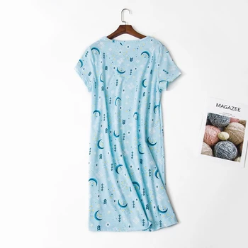 uyku elbise 3XL Yaz Kız Rahat Karikatür gecelik Kadın %100 % Pamuk Sleepshirts Kadın Kısa kollu bornoz