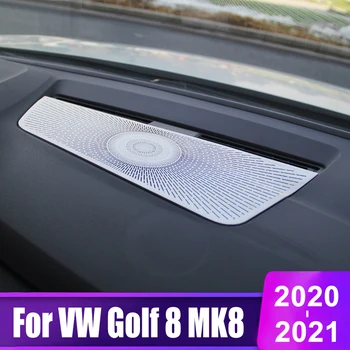 Volkswagen VW Golf 8 için MK8 2020 2021 2022 Paslanmaz Çelik Araba Dashboard Ses Hoparlör Stereo Kapak Trim Sticker Aksesuarları