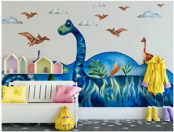 WDBH Özel duvar 3d fotoğraf duvar kağıdı Avrupa modern minimalist karikatür dinozor dünya çocuk odası duvar kağıdı duvarlar için 3 d