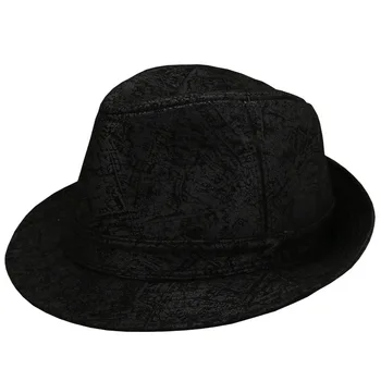 X169 Beyefendi Deri Fedora Şapka Koyun Derisi Baskı Şapka Yetişkin Doğal Deri Caz Tycoon Şapka Baskı Cilt kovboy şapkası
