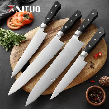 XITUO 4 adet Paslanmaz Çelik şef bıçağı seti Mutfak Bıçağı Araçları PP Plastik Saplı Yüksek Kaliteli Et Cleaver Dilimleme Bıçakları