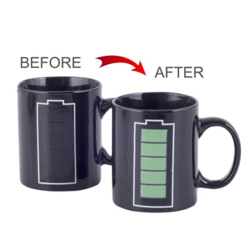 Yaratıcı Pil Sihirli Kupa Pozitif Enerji Renk Değiştirme Fincan Seramik Renk Değişikliği Kahve Çay Süt Kupalar Yenilik Hediyeler