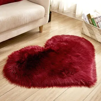 Yatak Odası Yapay Yün Koyun derisi Tüylü Faux Kürk Halı paspaslar Düz Kabarık Yumuşak halılar İçin 30*40cm Aşk Kalp Kilim 