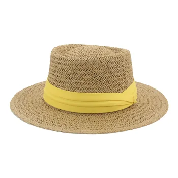 yaz kadın şapka geniş ağız yuvarlak üst kemer bandı hasır güneş şapkaları haki siyah güneş koruma rahat açık plaj hasır güneş şapkaları