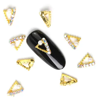 Yeni 10 adet kristal parlak inci tırnak taklidi alaşım Nail Art süslemeleri glitter DIY 3D İnci tırnak mücevheri kolye