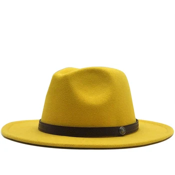 Yeni Basit Fedora Şapka Erkekler Kadınlar Taklit Yün Kış Keçe Şapka Erkekler Moda Caz Şapka Fedoras Chapeau 56-60CM