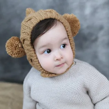 Yenidoğan Bebek Bebek Sonbahar Kış Şapka Erkekler Ve Kadınlar İçin Çocuklar Örme Elf Şapka İki Tüy Bırakmayan Sıcak Şapka