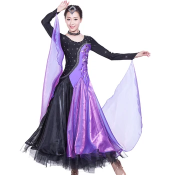 Yetişkin Artı Boyutu kadın Standart Balo Salonu Dans Elbise Karışık Renk Genişleme Elbise Sahne Performansı Dans Elbise