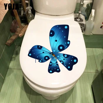 YOJA 20.7X20. 5CM Mavi Uçan Kelebek Oturma Odası Duvar Sticker Güzel Karikatür WC Tuvalet Çıkartması T1-2153
