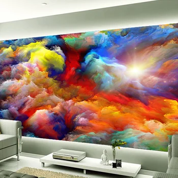 Yüksek Kalite Özel duvar resmi 3D Renk Bulutlar Soyut Sanat Oturma Odası Arka Plan Fotoğraf Duvar Kağıdı Ev Dekor Papel De Parede