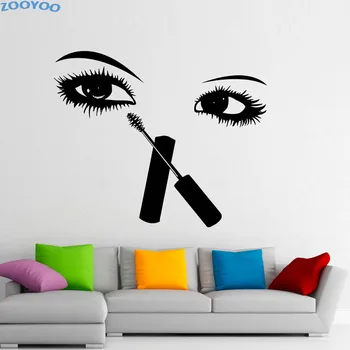 ZOOYOO Güzel Gözler Duvar Çıkartmaları Kadın kirpik makyajı duvar çıkartmaları Ev Dekor Su Geçirmez Duvar Sanatı Resimleri