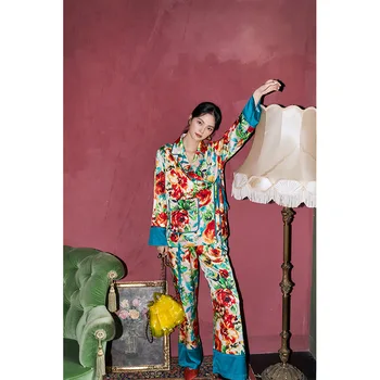 Çiçek Baskı tasarımcı kıyafetleri Kadınlar Lüks İki Parçalı Setleri Bayan Kıyafetler Pijama gecelik Kadınlar İçin Ücretsiz Kargo Loungeset