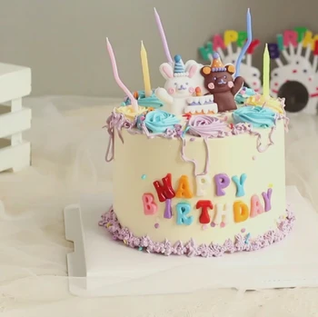 Çocuk Günü Yumuşak Çömlek Karikatür Ayı Tavşan Parti Süslemeleri Kart Tatlı Doğum Günü Partisi Kek Topper Pişirme Aksesuarları
