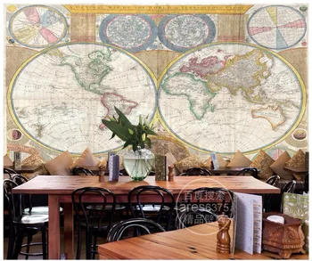 Özel 3D duvar kağıdı duvarlar için 3 d duvar resimleri duvar kağıdı Avrupa Vintage Harita Dünya Deniz Haritası Duvar Duvar Arka Plan dekorasyon