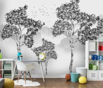 Özel 3D Duvar Kağıdı El boyalı orman manzara duvar tablosu Çocuk Oturma Odası Yatak Odası Arka Plan Duvar 3d Dekor Fresk