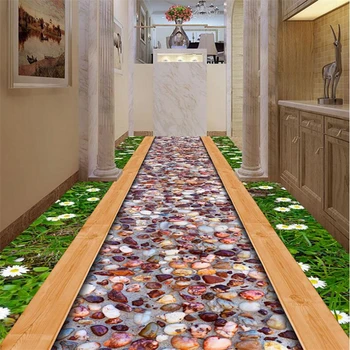 Özel 3d taze çim kır çiçekleri çakıl yol banyo koridor koridor 3D zemin oturma odası yatak odası restoran zemini alışveriş