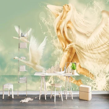 Özel Fotoğraf 3D Duvar Kağıdı Duvar Resimleri Avrupa Modern Sanat Soyut Figür Kuğu Fresk Oturma Odası Kanepe Yatak Odası TV Ev Dekor