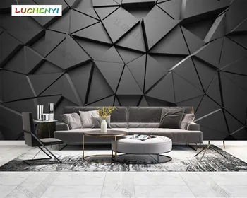 Özel Modern Soyut Geometrik siyah gri üçgen Yaratıcı duvar kağıdı, Oturma Odası tv duvar Yatak Odası ev dekor bar duvar