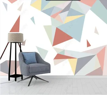 Özel papel parede Modern soyut üçgen geometri oturma odası yatak odası kanepe arka plan duvar dekorasyon duvar kağıdı
