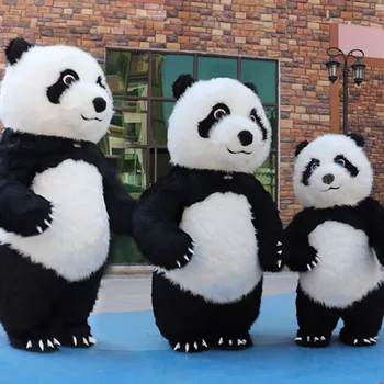 Şişme Panda Kostümleri Açık Oyun Cosplay Uzun Peluş Karikatür Panda Giyim Çocuklar için Doğum Günü Düğün Parti Maskotu