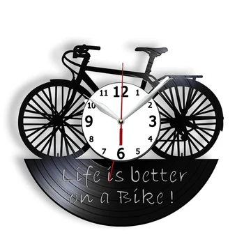 Bisiklet Döngüsü Tasarım Vinil Plak Duvar Saati Hayat Bisiklet Retro Motorcu Ev Dekor Saat İzle Bisikletçi Vinil Disk El Sanatları İyidir 