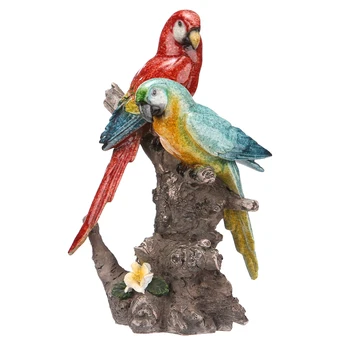 Moda Çift Papağan Heykel El Yapımı Reçine Amerika Papağanı Heykeli Pet Kuş Süs Hediye Zanaat Ev duvar süsü Koleksiyonu Modeli