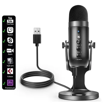 USB Kondenser Mikrofon Bilgisayar Mobil Oyun PS4 Sohbet Canlı K Şarkı Kayıt Gürültü Azaltma Mikrofon